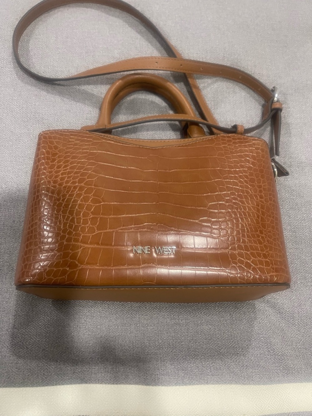 Nine West Croc-Embossed Camel Crossbody Bag